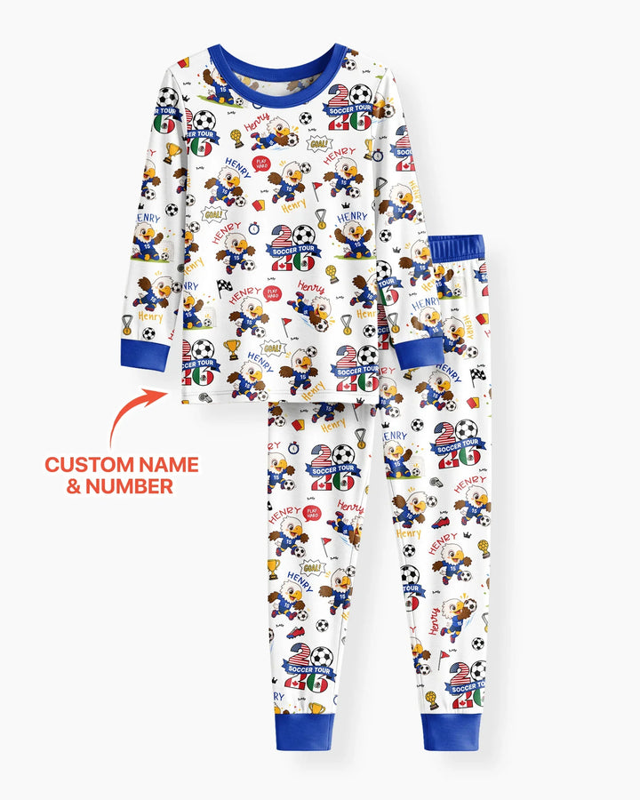 USA We Are Champions Soccer Tour 2026 Bamboo Two Piece Long Sleeve Pajama Set