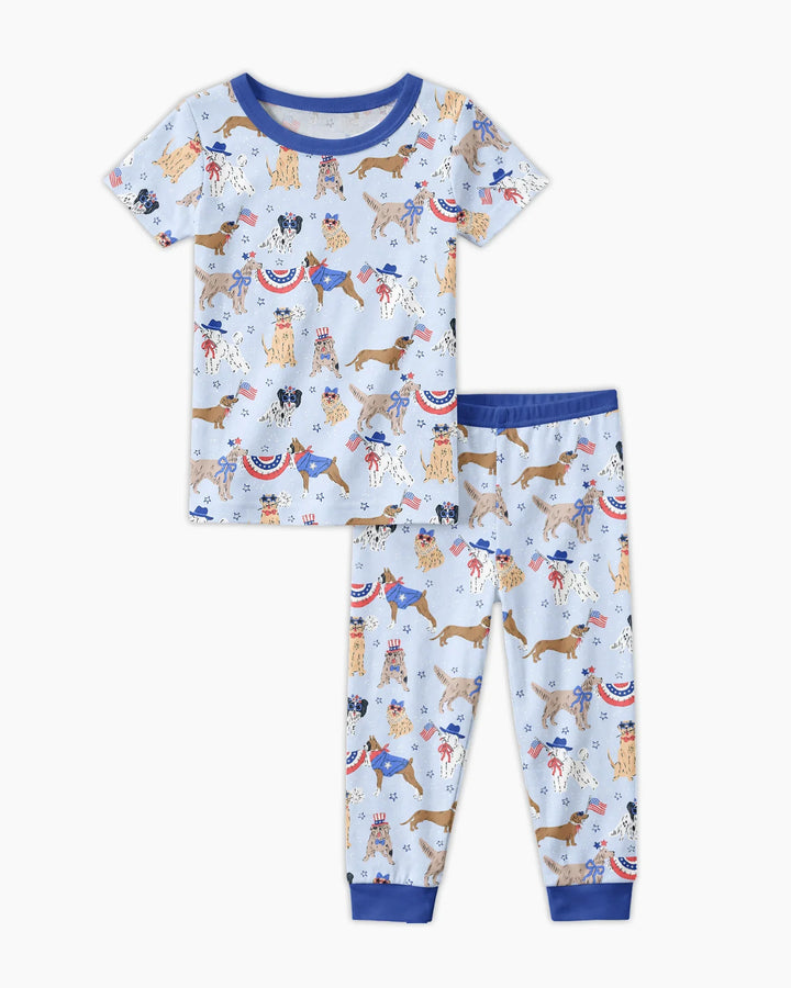 Patriotic Pups Family Matching Bamboo Two Piece Short Sleeve Pajama Set