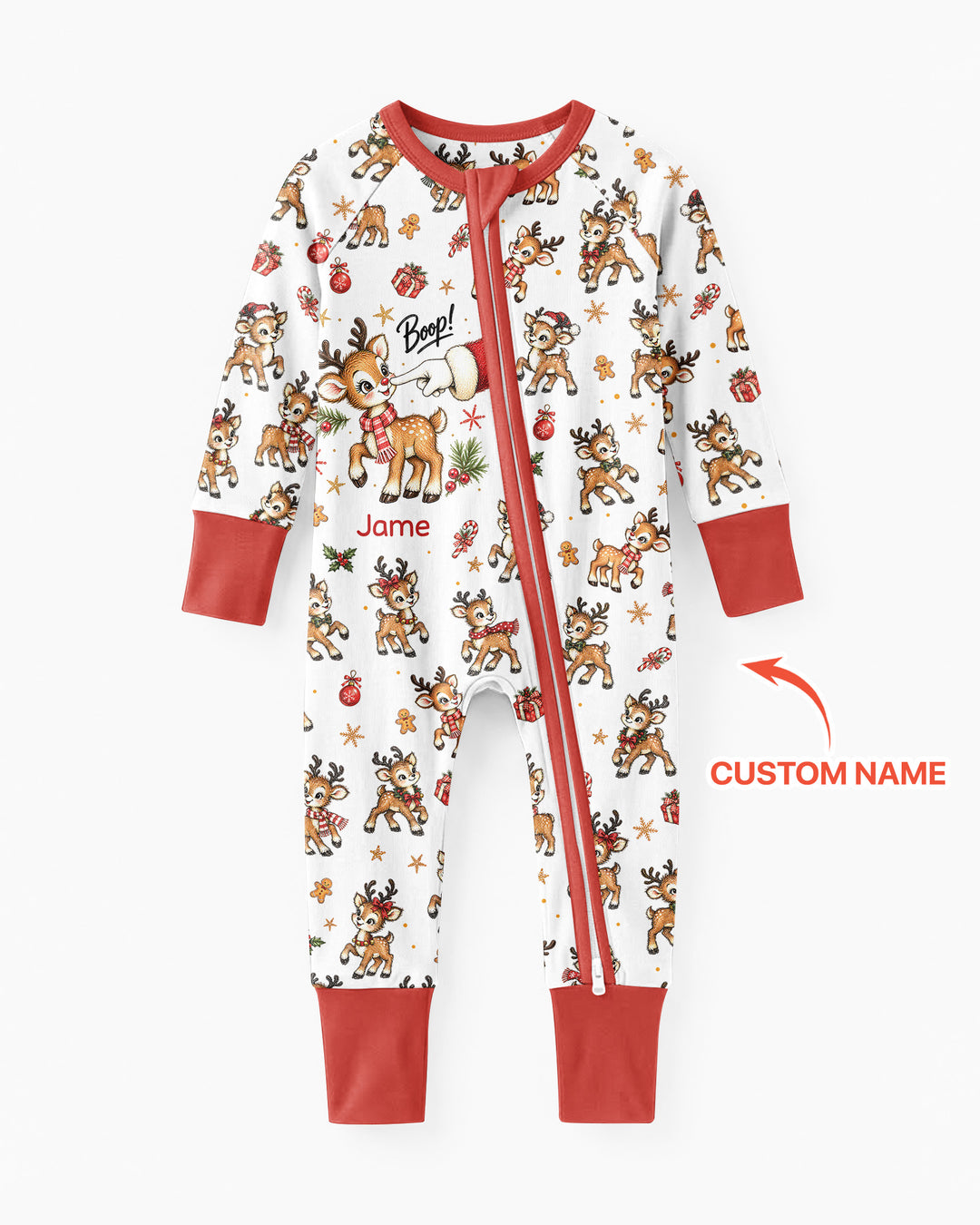 Reindeer Santa Boop Custom Name Bamboo Convertible Zippy