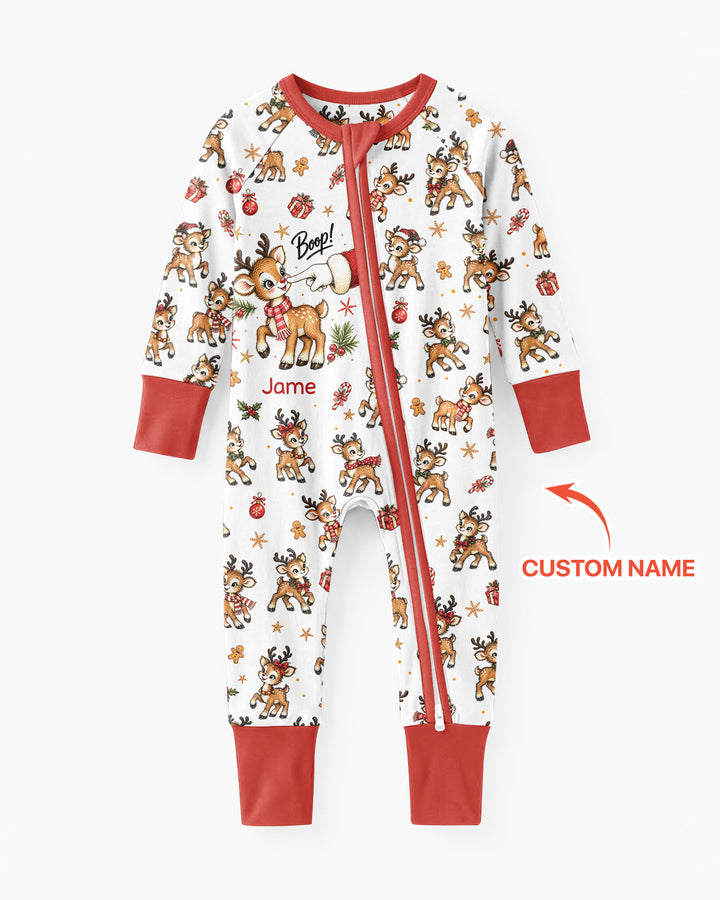 Reindeer Santa Boop Custom Name Bamboo Convertible Zippy