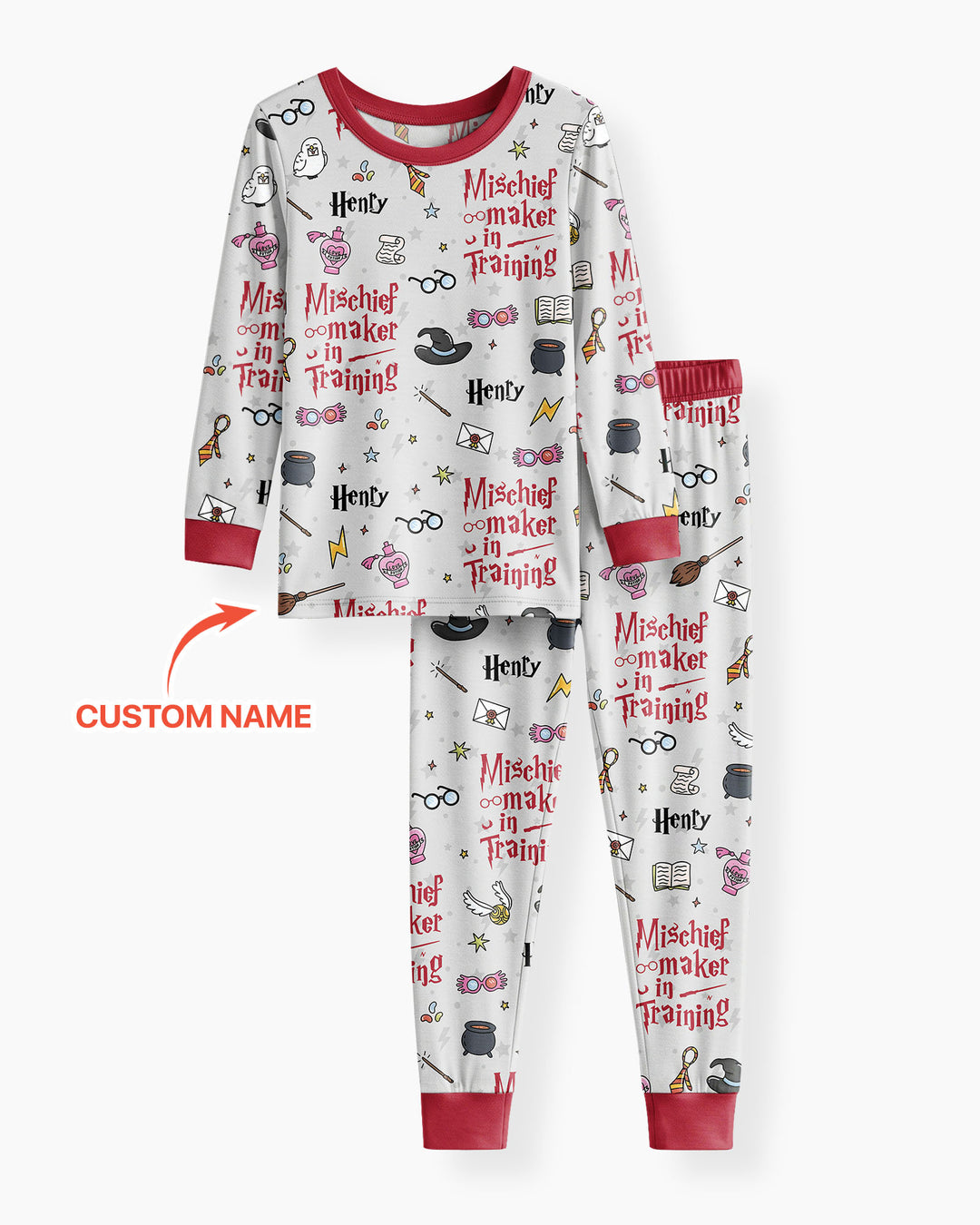 Custom Name Mischief Maker In Training Bamboo Two Piece Long Sleeve Pajama Set