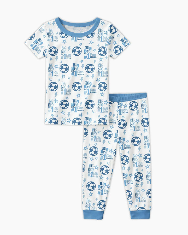 Little Sister and Bro #1 Fan Soccer Bamboo Two Piece Short Sleeve Pajama Set