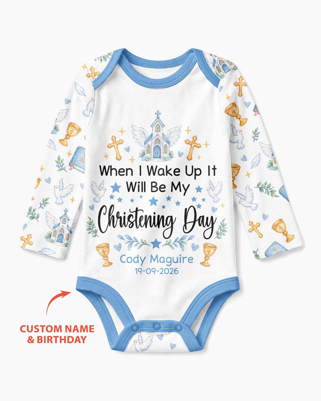 Personalized When I Wake Up It Will Be My Christening Day Bamboo Bodysuit
