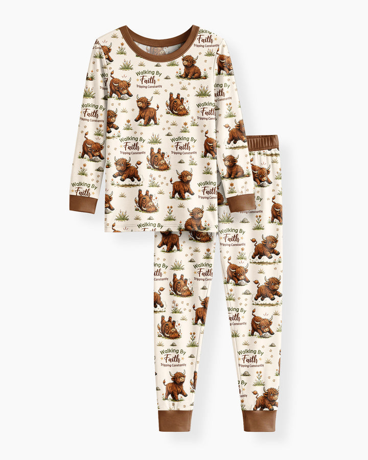 Walking By Faith Tripping Constantly Bamboo Two Piece Long Sleeve Pajama Set