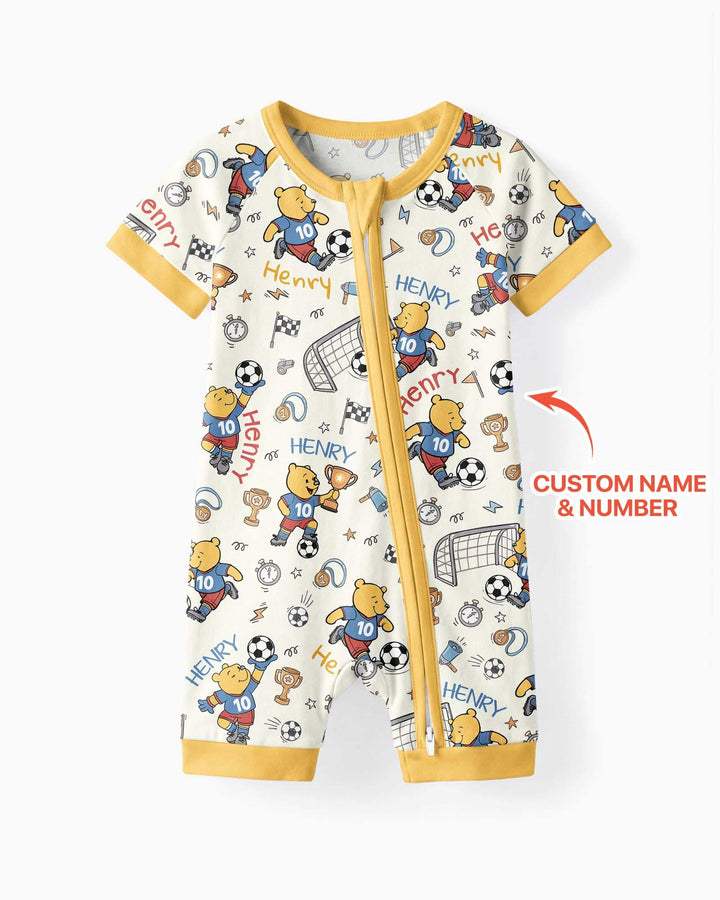Personalized Classic Bear World Soccer Bamboo Shorty Zippy