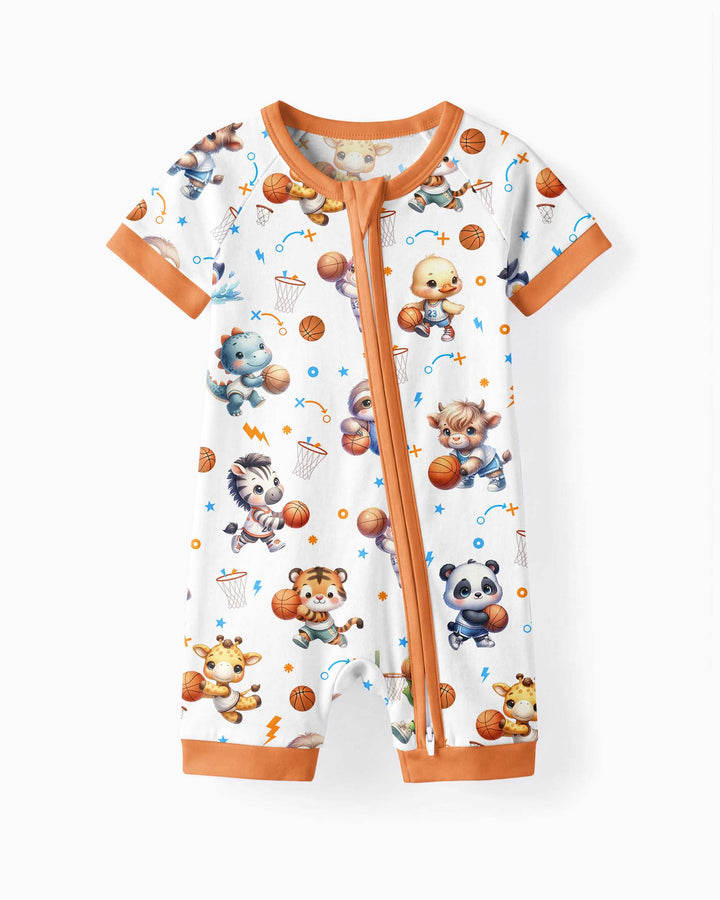 Cartoon Basketball Animals Bamboo Shorty Zippy