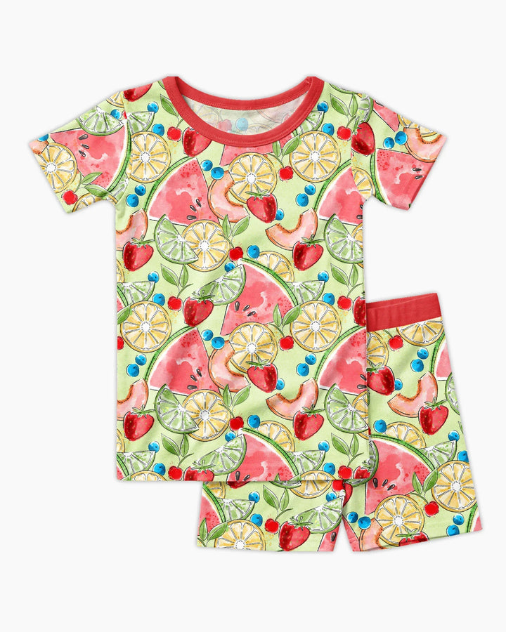 Sweet Summer Fruits Family Matching Bamboo Two Piece Short Sleeve Shorts Pajama Set