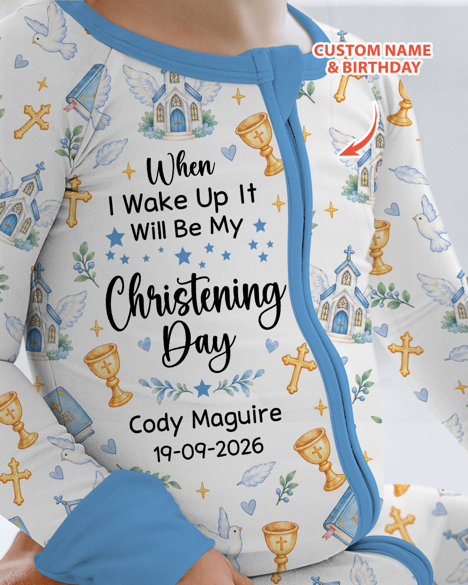 Personalized When I Wake Up It Will Be My Christening Day Bamboo Convertible Zippy