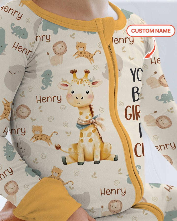 You Bet Giraffe I'm Cute Custom Name Bamboo Convertible Zippy