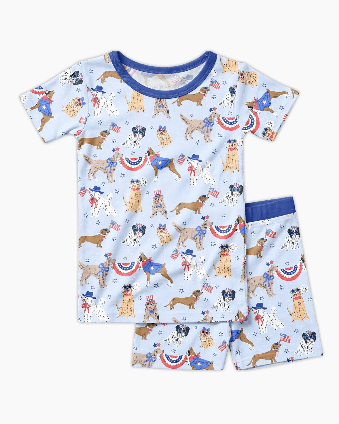 Patriotic Pups Family Matching Bamboo Two Piece Short Sleeve Shorts Pajama Set