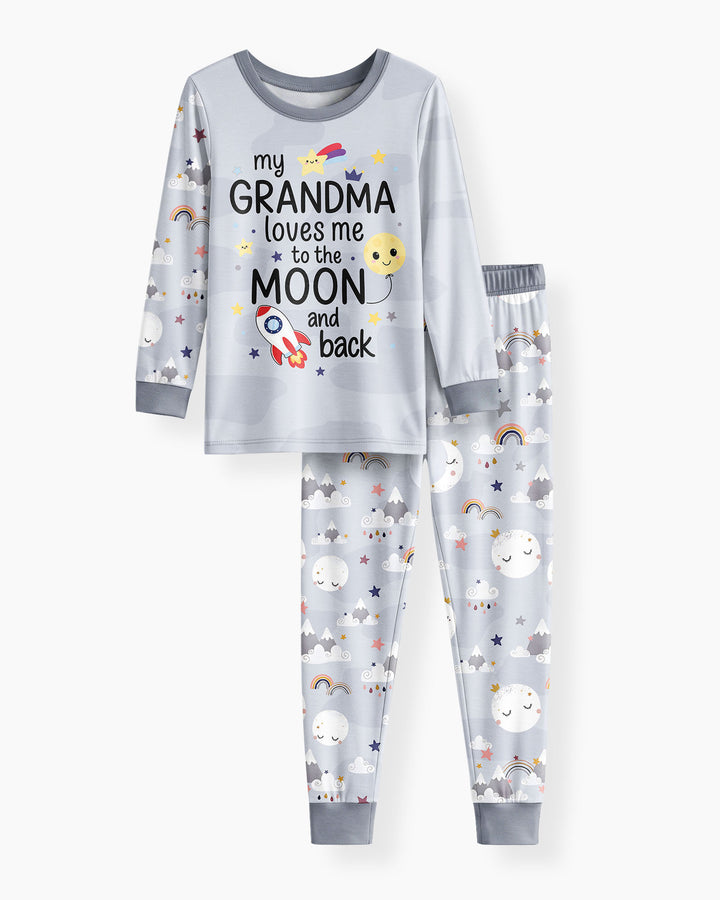 My Grandma Loves Me To The Moon And Back Bamboo Two Piece Long Sleeve Pajama Set