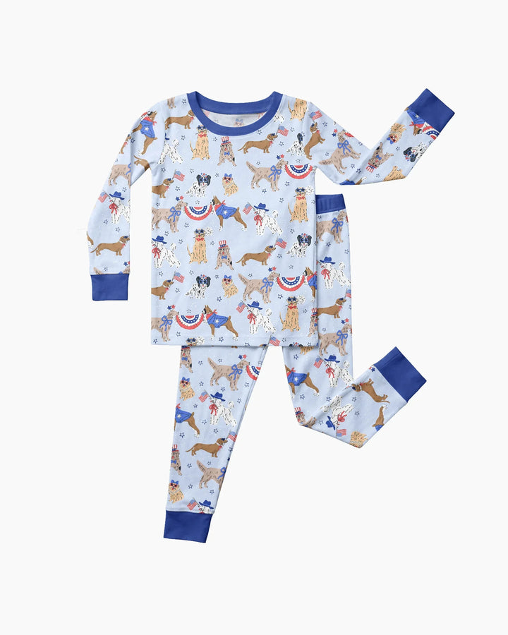 Patriotic Pups Family Matching Bamboo Two Piece Long Sleeve Pajama Set
