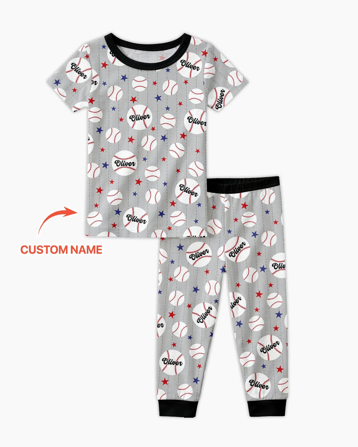 Custom Name Rookie of The Year Matching Bamboo Two Piece Short Sleeve Pajama Set