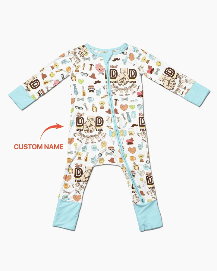 Custom Kids Name Best Dad Ever Bamboo Convertible Zippy
