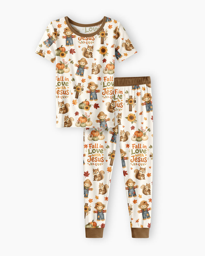 Fall For Jesus Bamboo Two Piece Short Sleeve Pajama Set