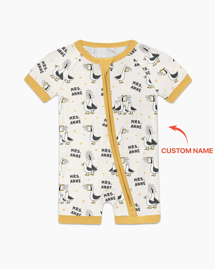 Custom Funny Seagulls Teacher Bamboo Shorty Zippy