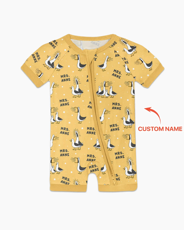 Custom Funny Seagulls Teacher Bamboo Shorty Zippy