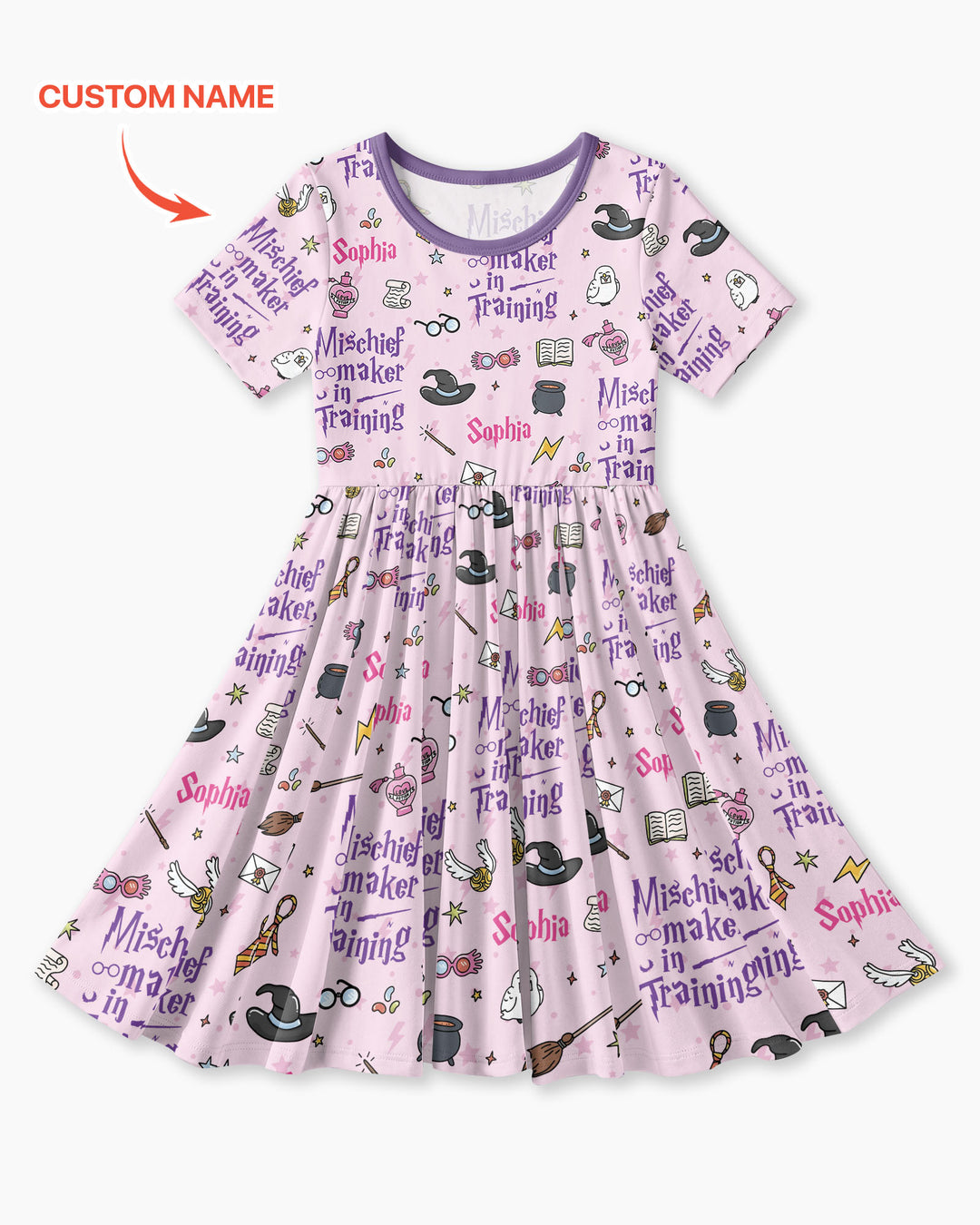 Custom Name Mischief Maker In Training Bamboo Twirl Dress