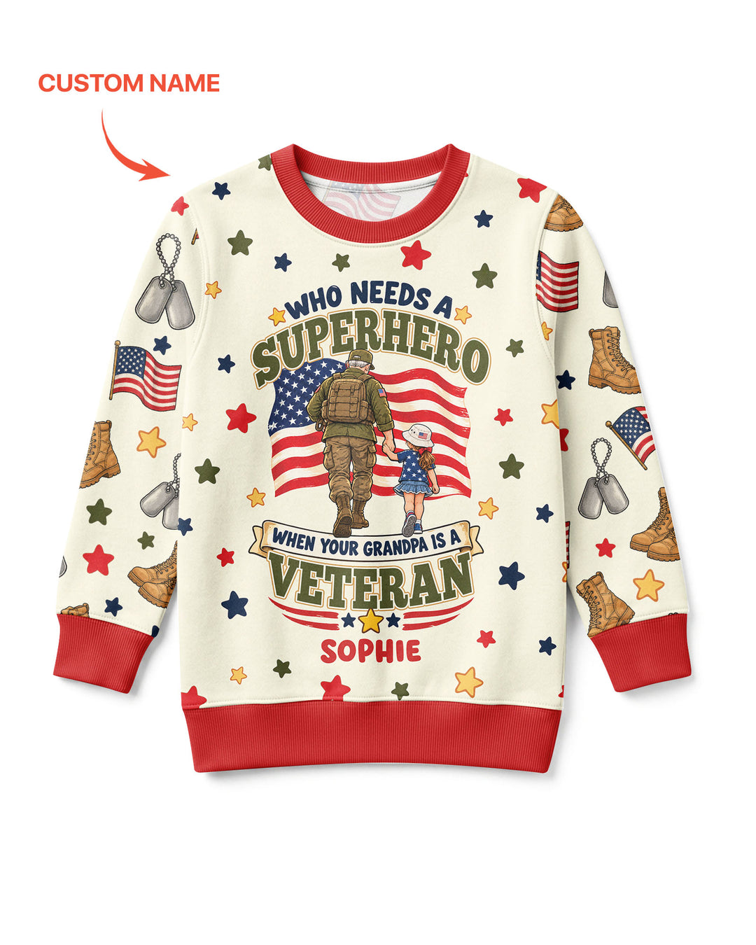 Who Needs Superhero When Your Grandpa Is A Veteran Bamboo Crewneck Sweatshirt