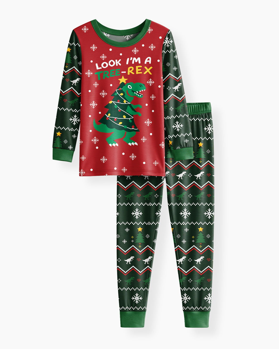 Look I'm Tree-Rex Ugly Christmas Bamboo Two Piece Long Sleeve Pajama Set