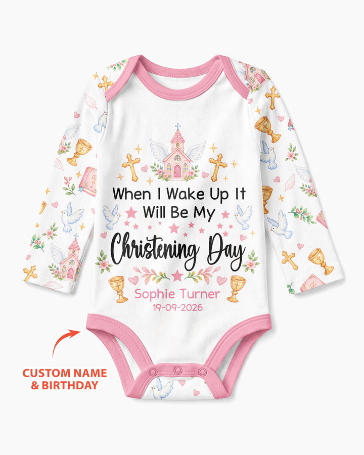 Personalized When I Wake Up It Will Be My Christening Day Bamboo Bodysuit