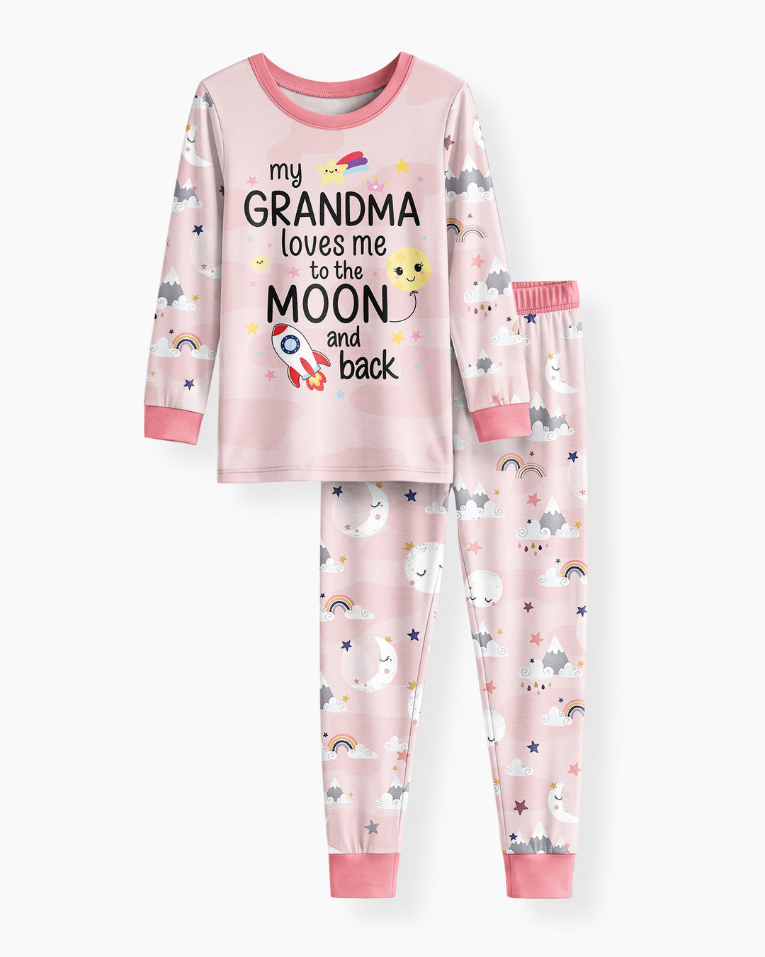 My Grandma Loves Me To The Moon And Back Bamboo Two Piece Long Sleeve Pajama Set