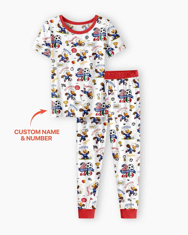 USA We Are Champions Soccer Tour 2026 Bamboo Two Piece Short Sleeve Pajama Set