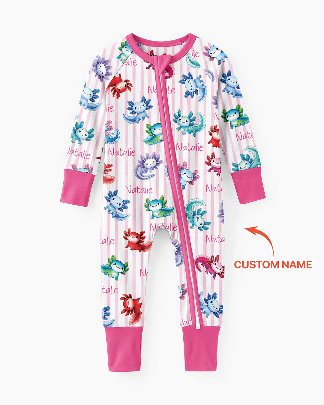 Cute Axololt Custom Name Bamboo Convertible Zippy