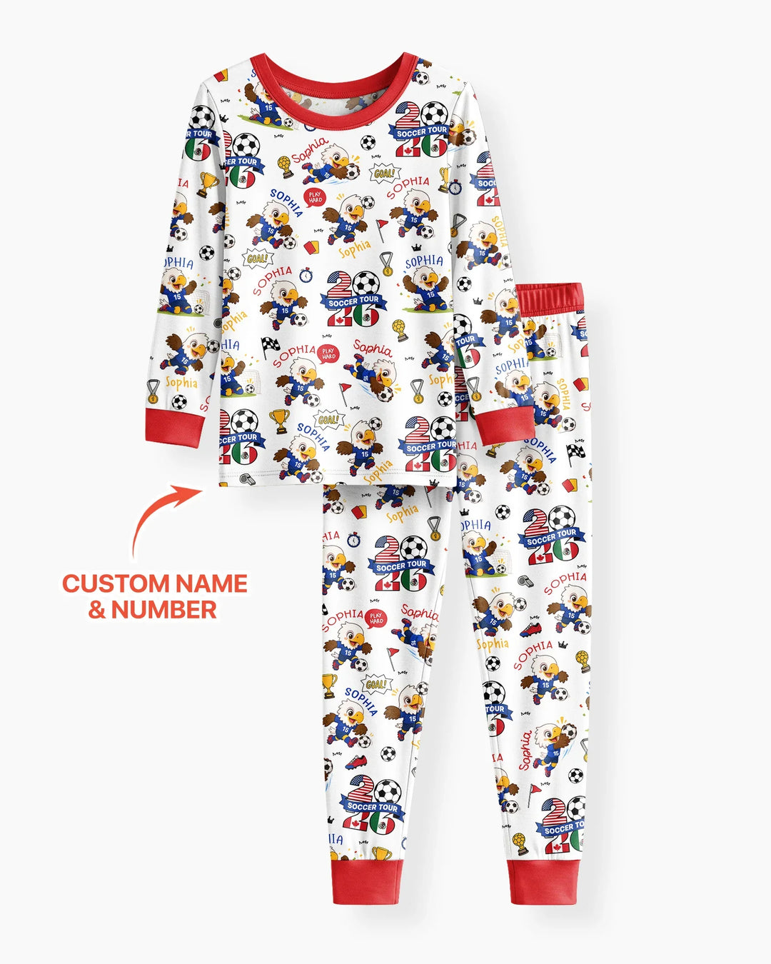 USA We Are Champions Soccer Tour 2026 Bamboo Two Piece Long Sleeve Pajama Set