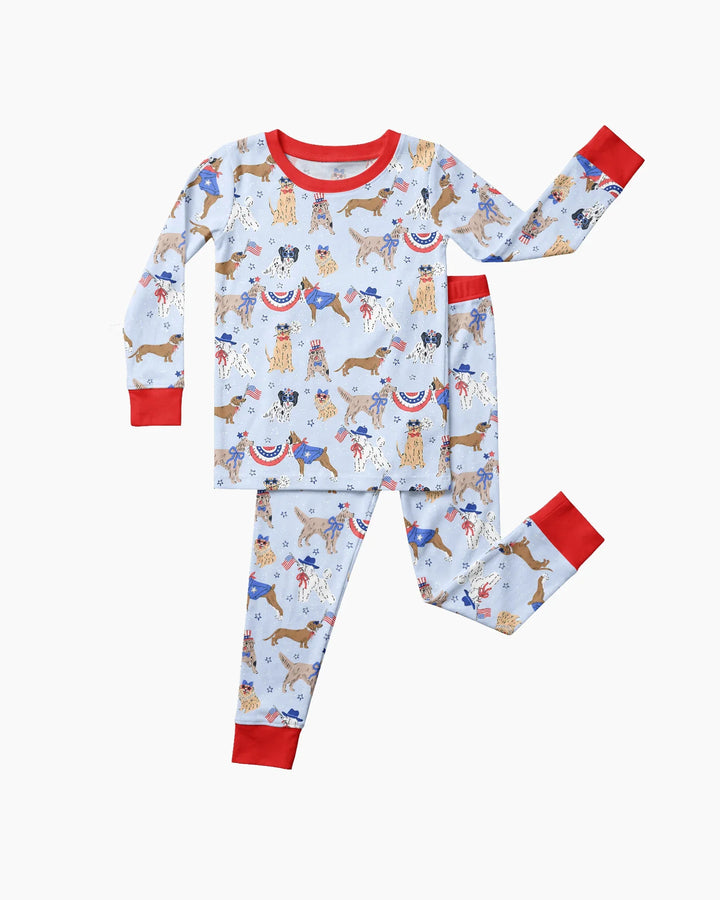 Patriotic Pups Family Matching Bamboo Two Piece Long Sleeve Pajama Set