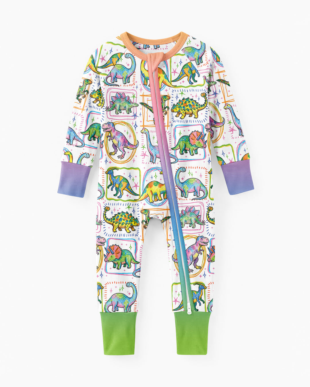 Dinosaur Colorful Stamps Bamboo Convertible Zippy