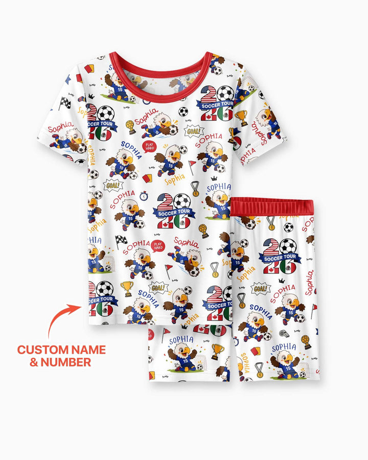 USA We Are Champions Soccer Tour 2026 Bamboo Two Piece Short Sleeve Shorts Pajama Set