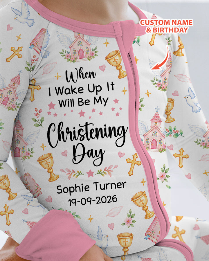 Personalized When I Wake Up It Will Be My Christening Day Bamboo Convertible Zippy