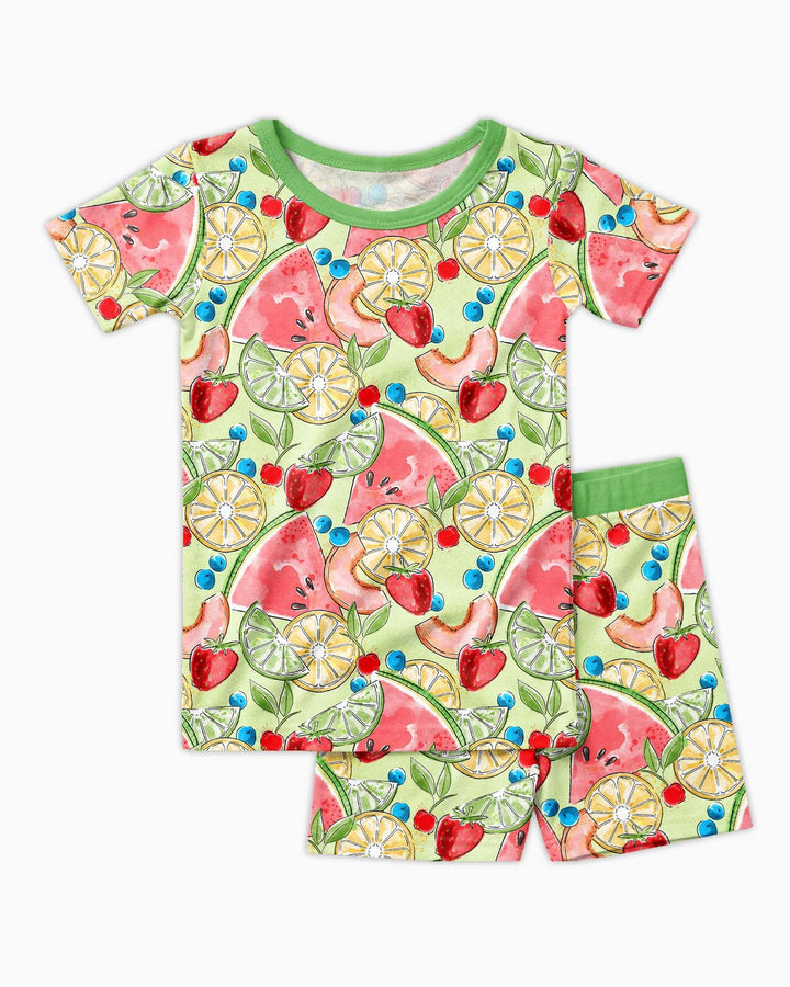 Sweet Summer Fruits Family Matching Bamboo Two Piece Short Sleeve Shorts Pajama Set