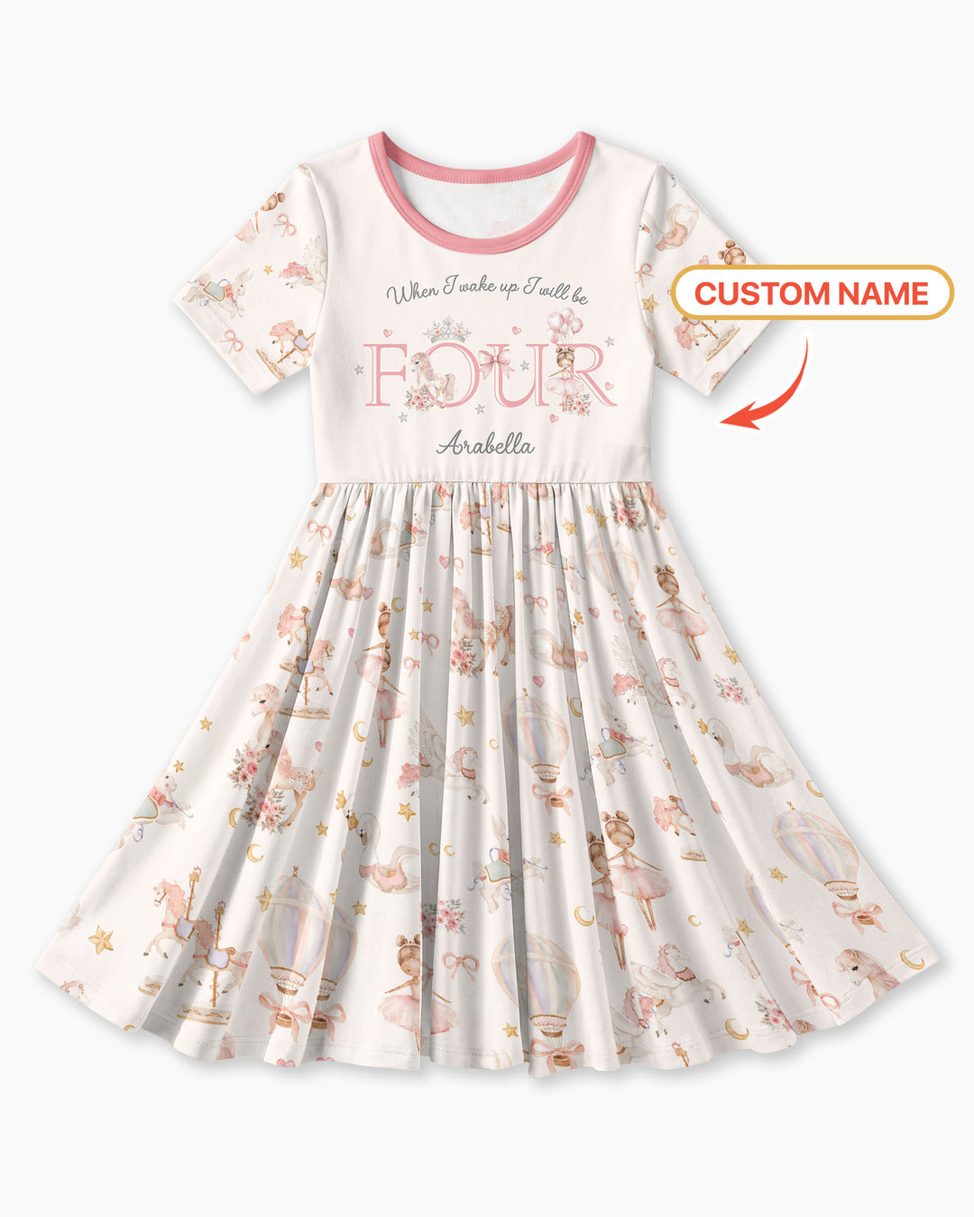 Custom Name When I Wake Up Girly Birthday Bamboo Twirl Dress