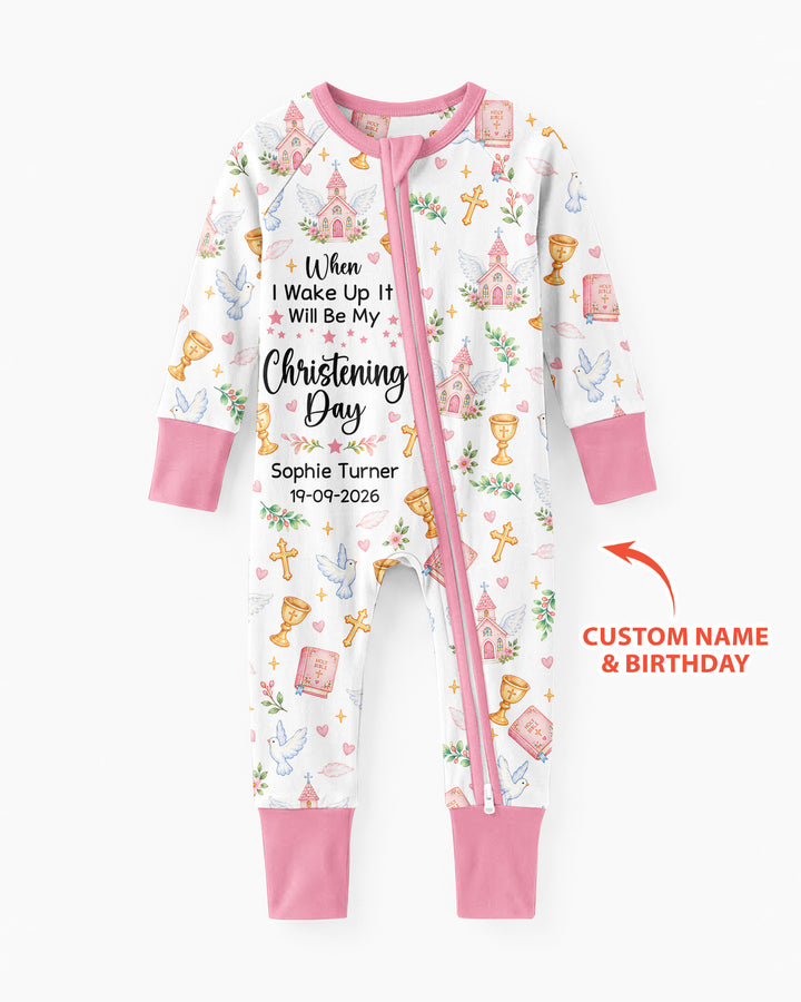 Personalized When I Wake Up It Will Be My Christening Day Bamboo Convertible Zippy
