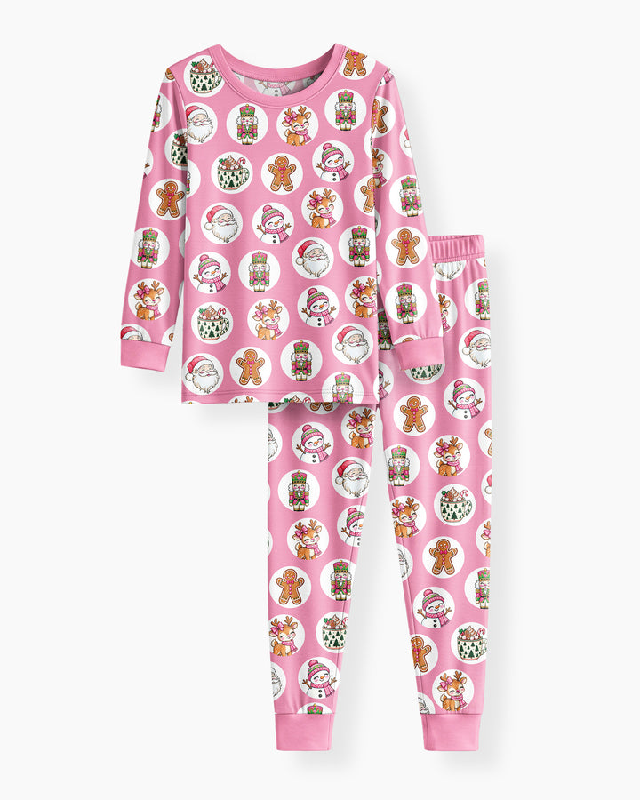 Distressed Holiday Bamboo Two Piece Long Sleeve Pajama Set