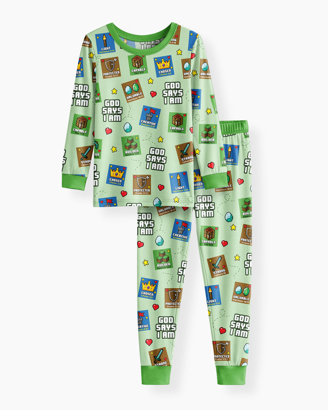 God Says I Am Gamer Bamboo Two Piece Long Sleeve Pajama Set