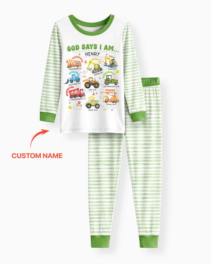 Personalized God Says I Am Bamboo Two Piece Long Sleeve Pajama Set