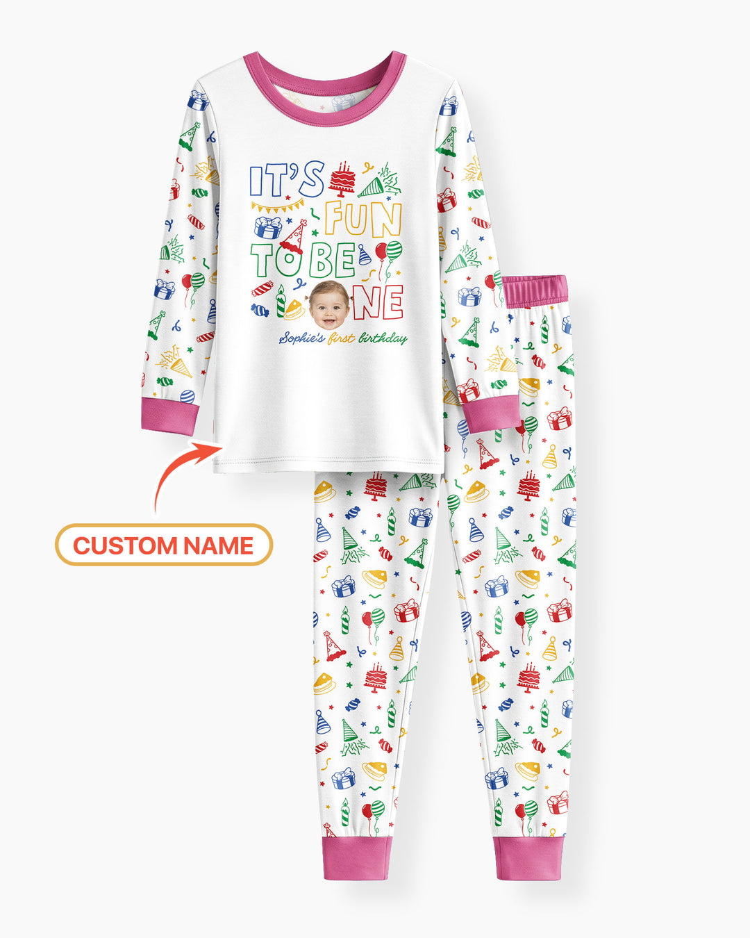 Custom Photo It's Fun To Be One Bamboo Two Piece Long Sleeve Pajama Set