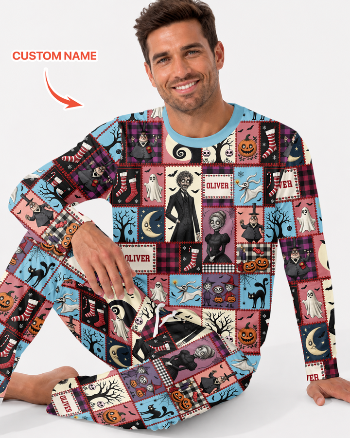 Vertical Halloween Bamboo Men's Pajama Set