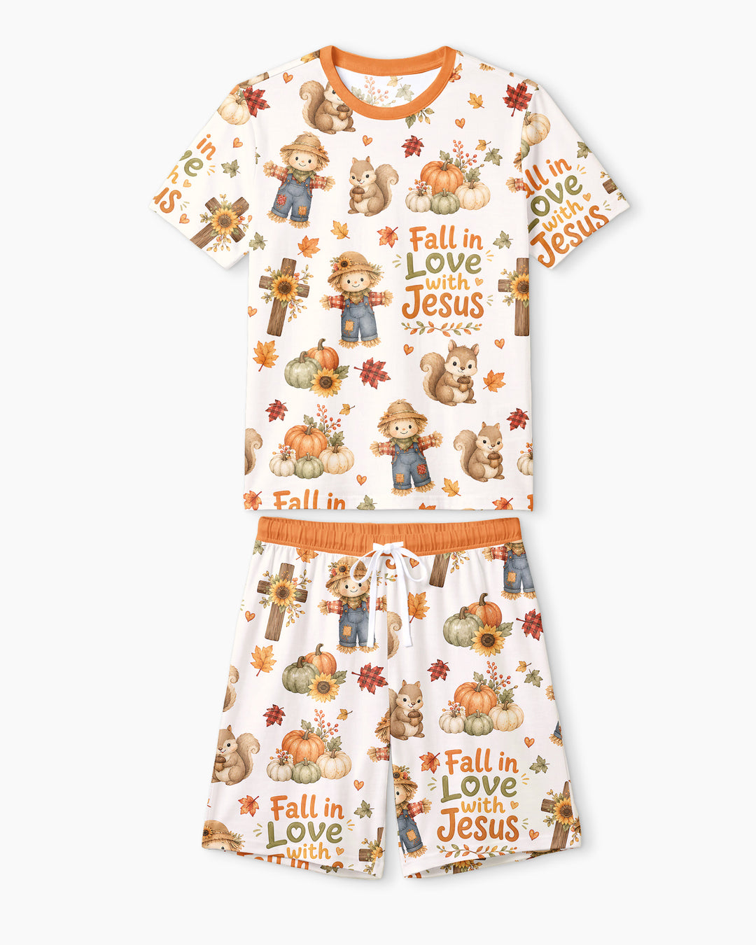 Fall For Jesus Bamboo Men Short Sleeve Short Pajama Set