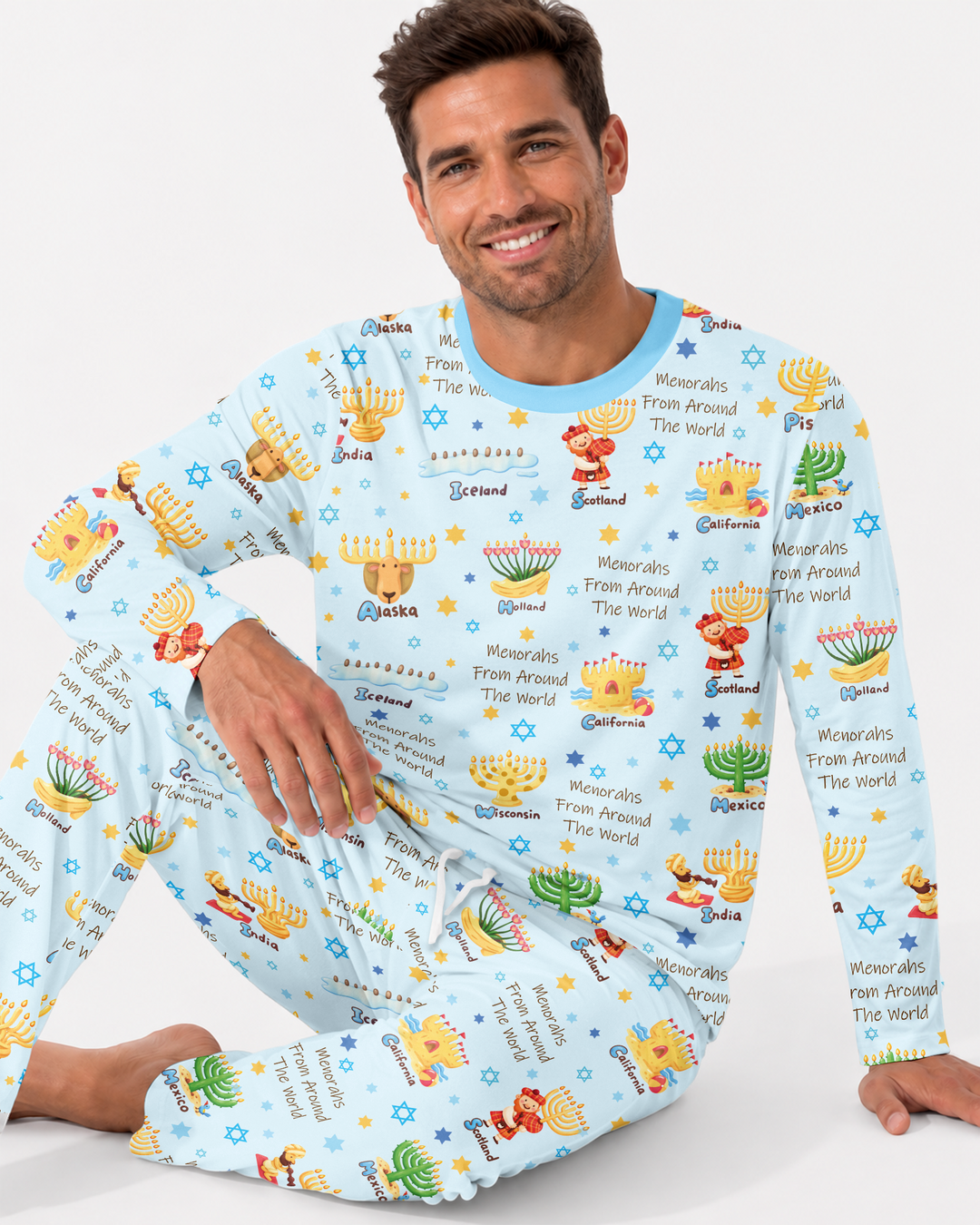 Menorahs From Around The World Bamboo Men's Pajama Set