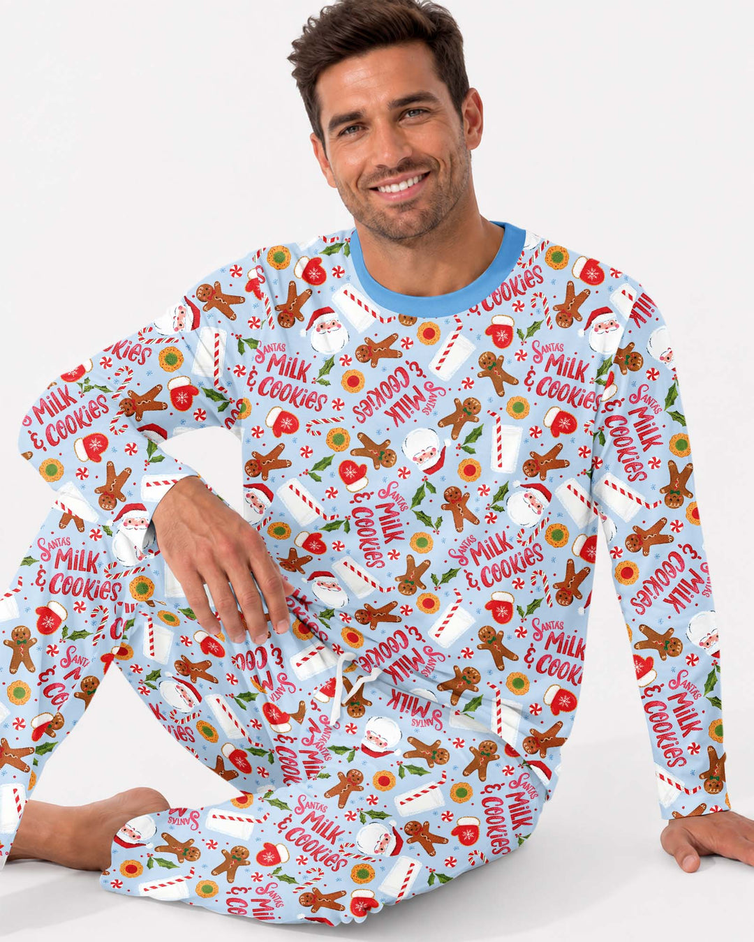 Santas, Milk and Cookies Bamboo Men's Pajama Set