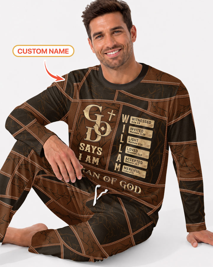 Personalized God Says I Am Letter In Bible Bamboo Men's Pajama Set