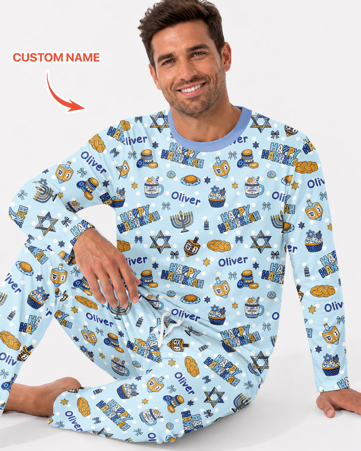Custom Name Jewish Holiday Bamboo Men's Pajama Set