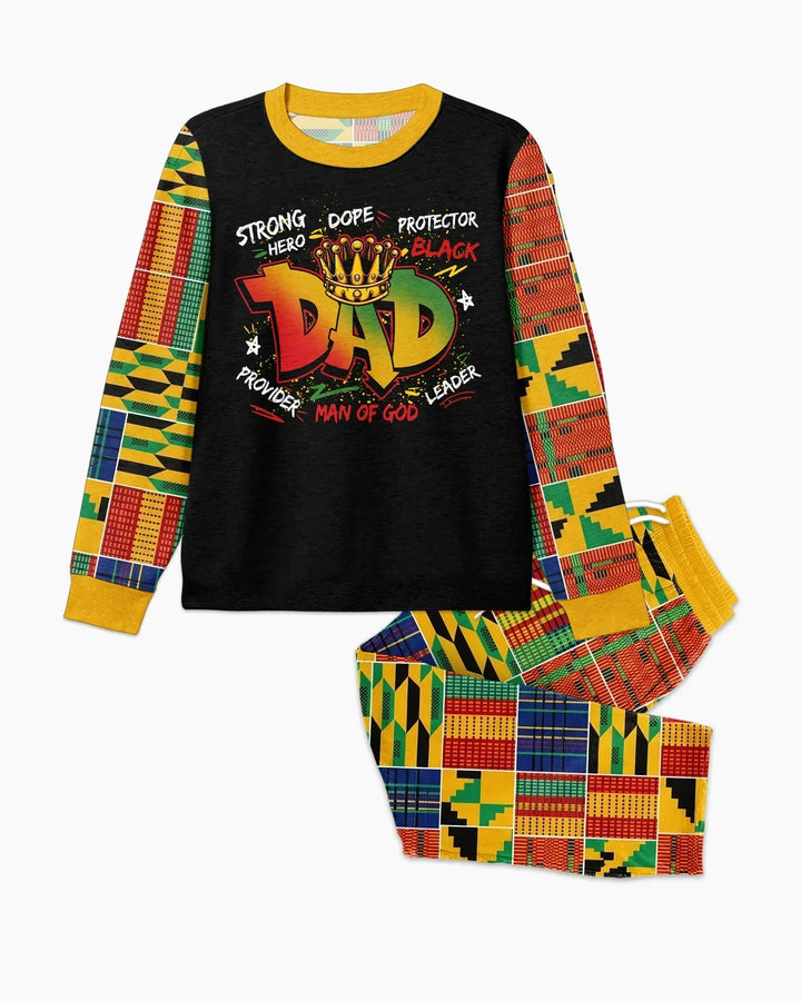 Black Dad Graffiti Kente Bamboo Men's Pajama Set