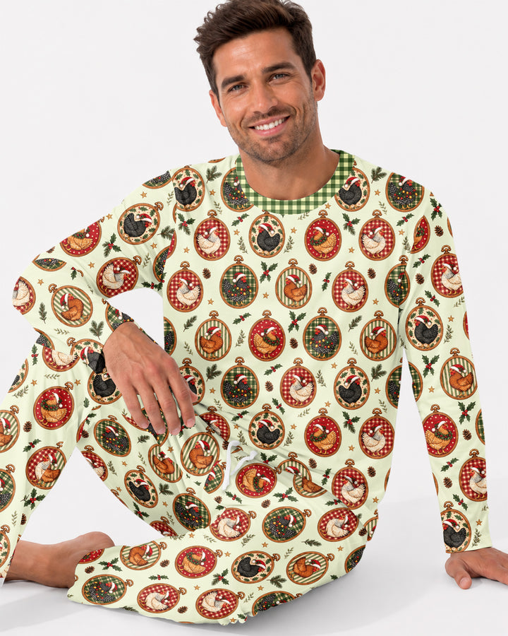 Chicken Merry Clucking Christmas Bamboo Men's Pajama Set