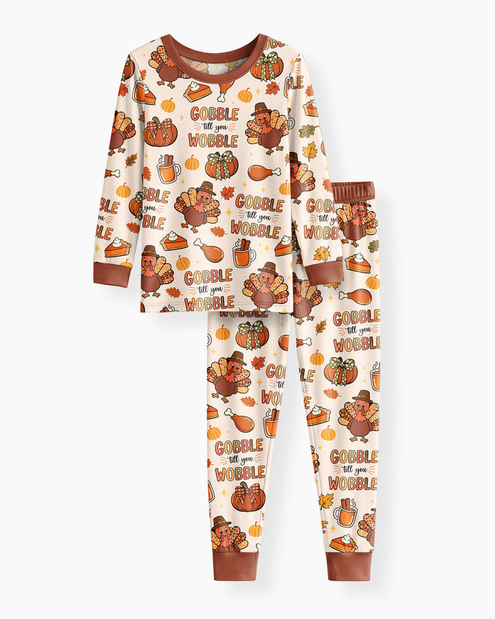 Gobble Gobble Till You Wobble Bamboo Two Piece Long Sleeve Pajama Set