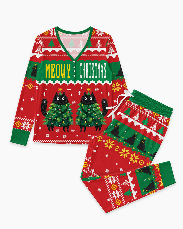 Meowy Christmas Bamboo Women Pajama Set